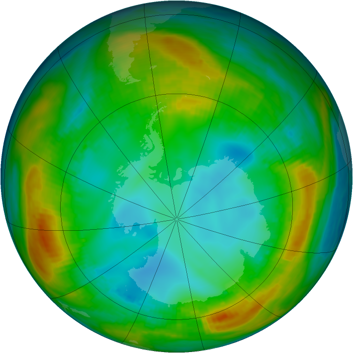 Antarctic ozone map for 29 July 1980